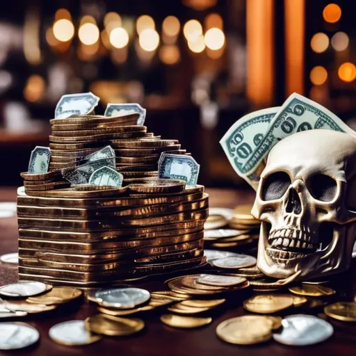 Prompt: Skeleton Money on Table (Club)