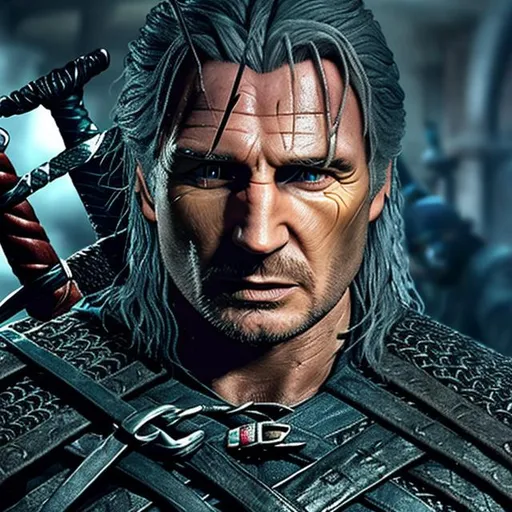 Prompt: Liam Neeson as the witcher