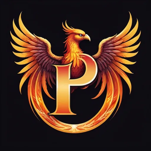 Prompt: The letter P with Phoenix wings