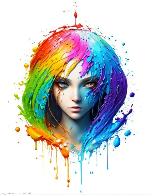 Splash art, a girl head, front, ((white background))... OpenArt