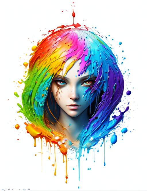 Splash art, a girl head, front, ((white background))... OpenArt
