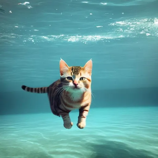 Prompt: cat in the ocean
