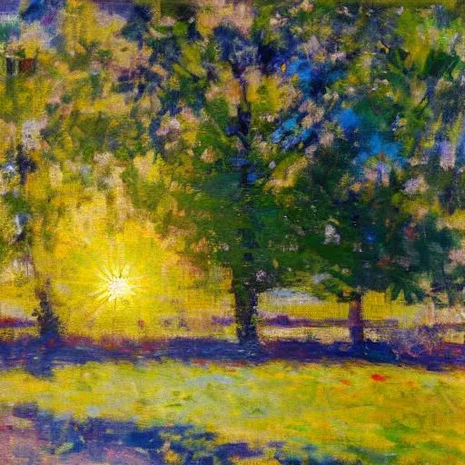 Prompt: impressionist  with bright sun 