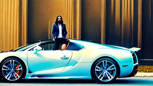 Prompt: Sigma male Jesus Christ standing next to a Bugatti.