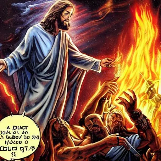 Prompt: Jesus apocalypse fire war