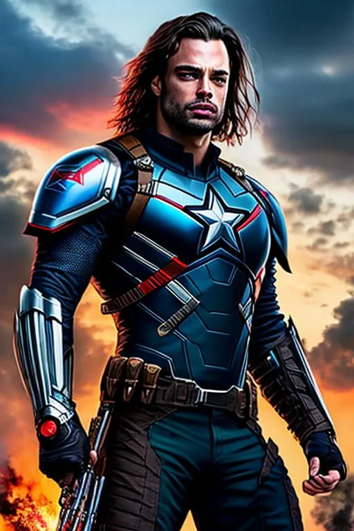 Prompt: High-resolution hyperrealistic image of bucky-barnes merged with black-knight-dane-whitman, highly detailed, photorealistic, uhd, hdr, 64k