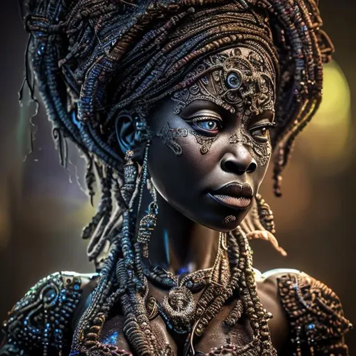 Intricately detailed beautiful voodoo goddess of new...