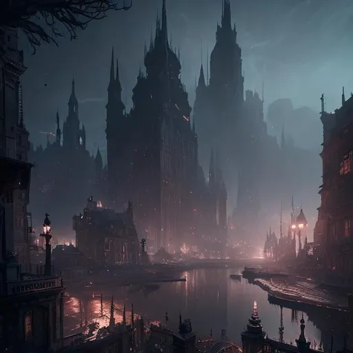 Prompt: "a tiny worlds by greg rutkowski, sung choi, mitchell mohrhauser, maciej kuciara, johnson ting, maxim verehin, peter konig, bloodborne, 8 k photorealistic, cinematic lighting, hd, high details, dramatic, dark atmosphere, trending on artstation"