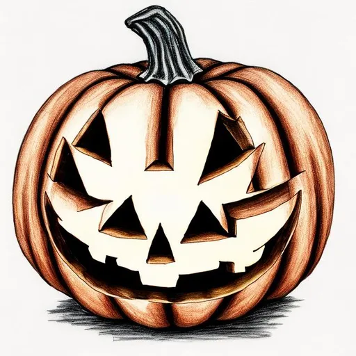 Prompt: fun halloween pumpkin drawing, one single pumpkin, no background