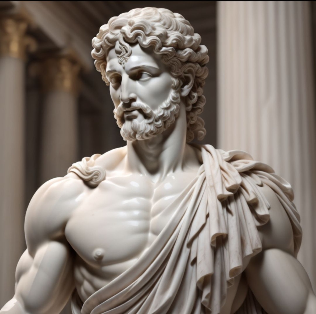 Prompt: Greek god statue, marble, 3D, High quality, realistic 