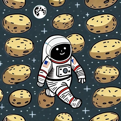 Prompt: An astronaut potato doing the moonwalk
