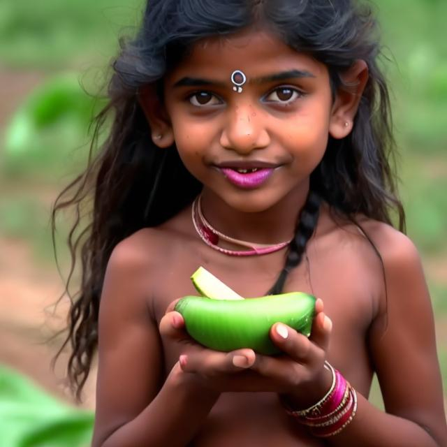 NakedLittle Indian girl putting eggplant in her mouth OpenArt