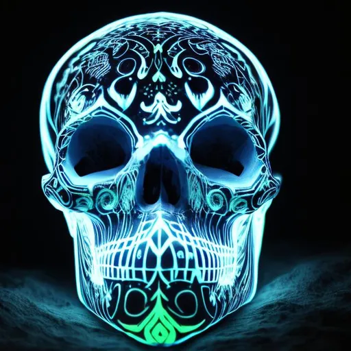 Prompt: glowing skull