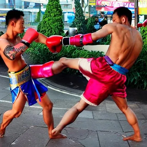 Prompt: Thai superheroes Use Muay Thai in a fight.
