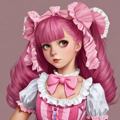 Prompt: pink toothbrush humanized as a lolita , hd