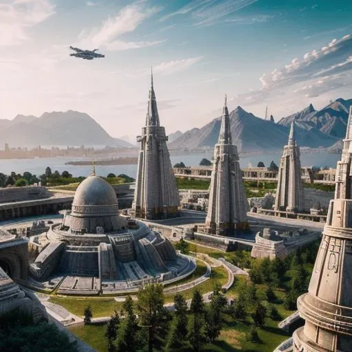 Prompt: View of an glorious imperial city, startrek Style, perfect composition, hyperrealistic, super detailed, 8k, high quality, trending art, trending on artstation, sharp focus, studio photo, intricate details, highly detailed