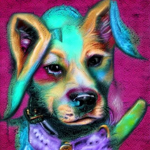 Prompt: Steampunk Pastel Dog-Abstract Impression Art
