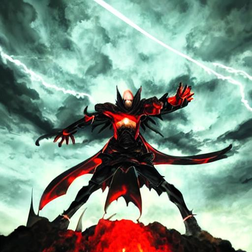 (mega detailed) (4x+anime) Dark demon god standing,... | OpenArt