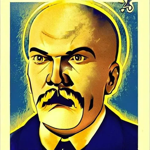 Prompt: Lenin as a Super Sayian in Soviet propaganda.