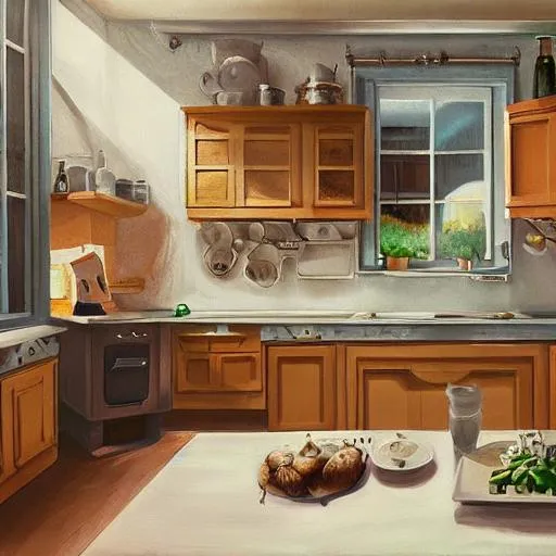 Lexica - Kitchen in mansion,resient evil ,4k,realstic 3d render