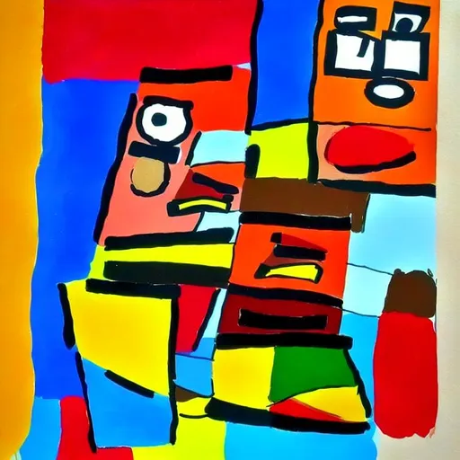 Prompt: create a painting in the style of karel appel using inspired by ghaudi