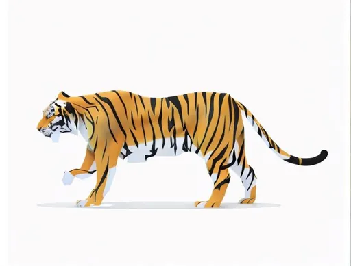 Royal Bengal Tiger 3d art with white background