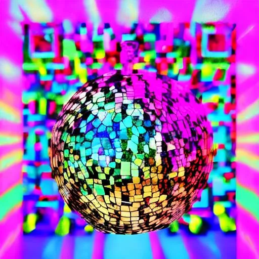 Prompt: Psychedellic disco ball  in pink and blue pastels