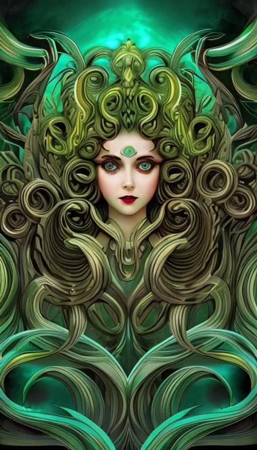 Prompt: fractal medusa art deco

