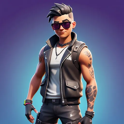 Prompt: make a nickeeh30 cool rock fortnite skin