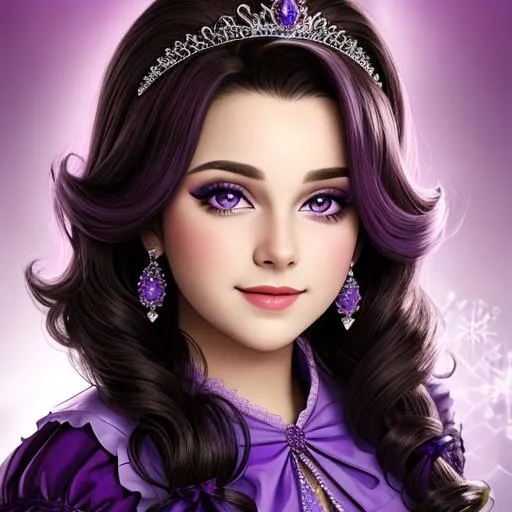 Prompt:  princess wearing purple, facial closeup