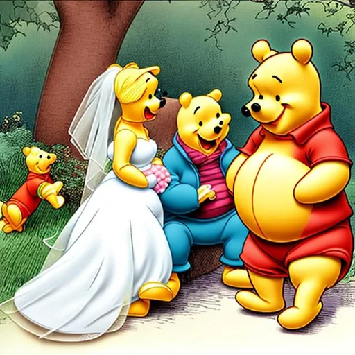 Prompt: Pooh marrying a pooh