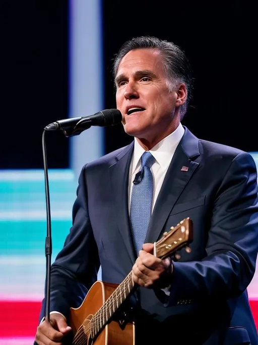 Prompt: Mitt Romney sings with Kanye west 