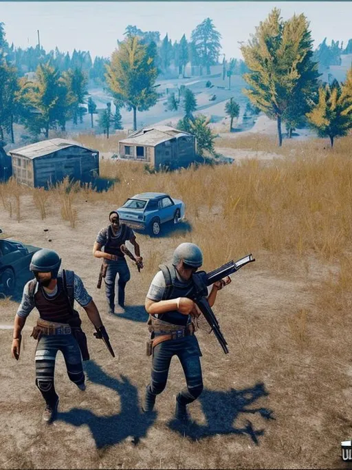 Prompt: Çınar, Demir and Umut are in the Pubg game