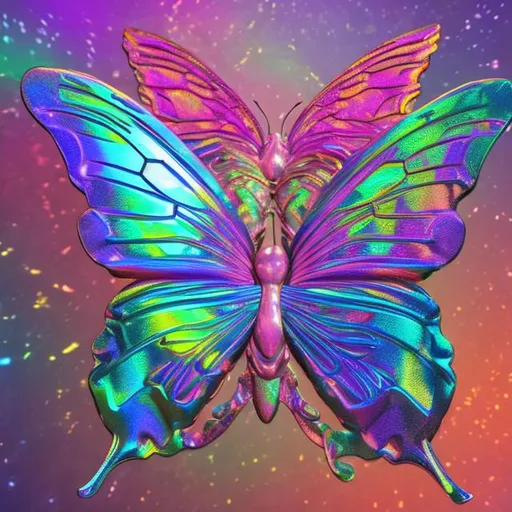 Prompt: Holographic butterfly diorama in the style of Lisa frank 