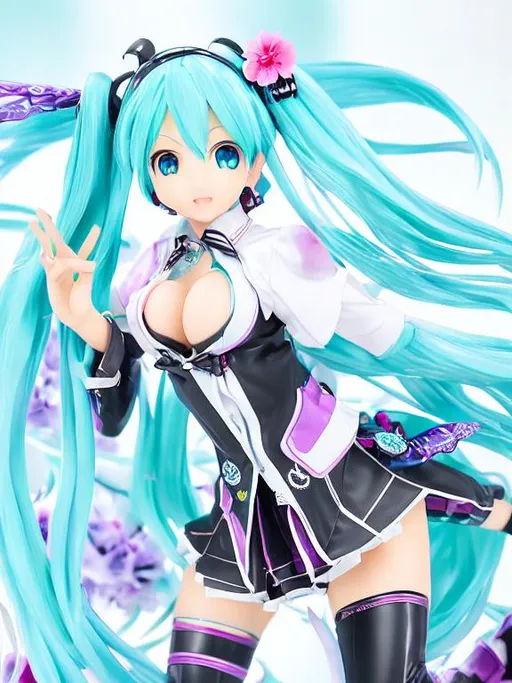 Prompt: Hatsune Miku
 // big and beautiful, {{big breasts}}, screaming, magenta, {{covered in sweat}}, {{erect nipples}}, pointed ears, tight clothing, bright, saturated, {{simetrical face}}, { 8k}, {Anime}, light blue skin, short purple hair, vivid glowing red eyes, ultra detailed, best quality, full body