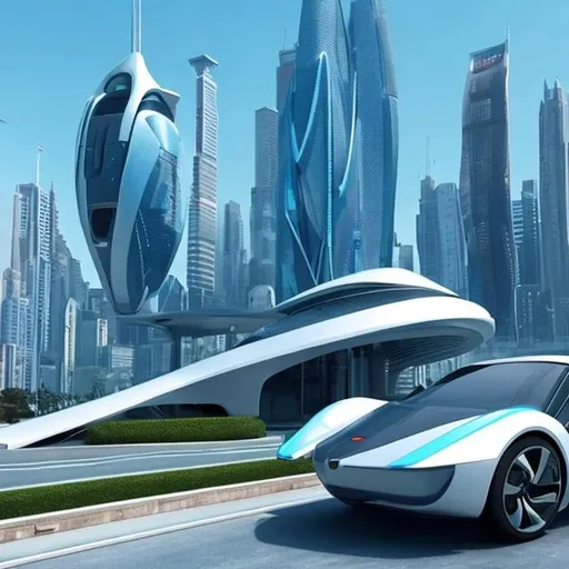 Prompt: Futuristic buildings and flying cars
