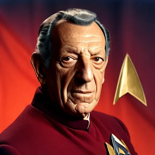 Prompt: A portrait of Jack Klugman, wearing a Starfleet uniform, in the style of "Star Trek the Next Generation."