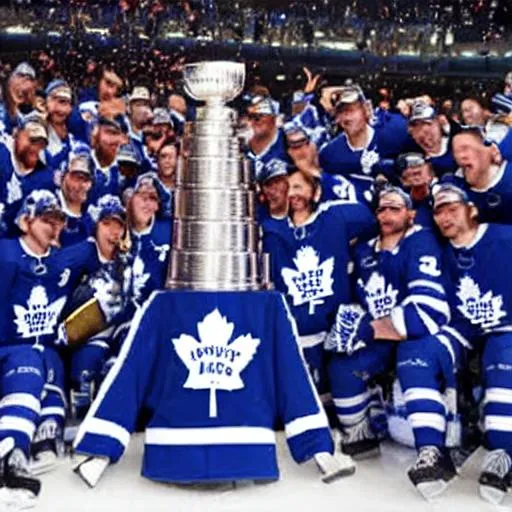 Prompt: Toronto Maple Leafs with Stanley Cup