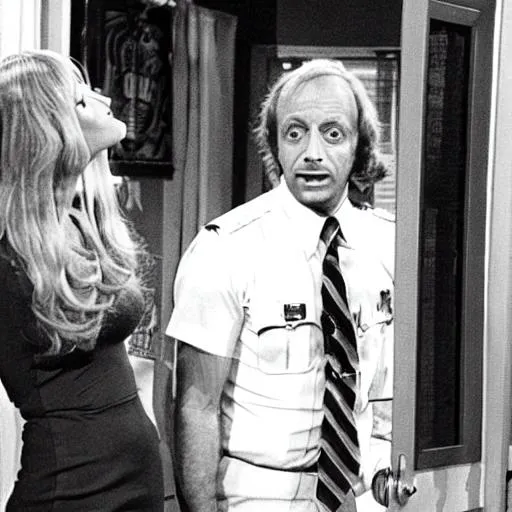 Prompt: Deleted scene from “Three’s Company” when Mr. Roper is arrested for solicitation 