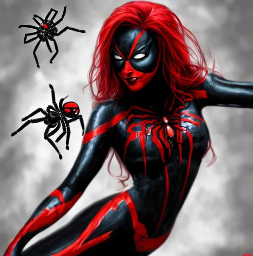 Prompt: Red Hair Spider woman