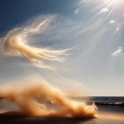 Prompt: Beautiful picture of strong winds in hot sun