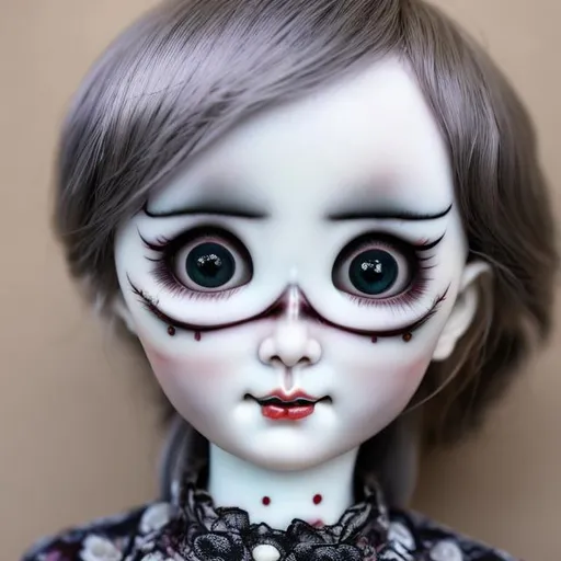 Prompt: Porcelain doll in the style of junji ito