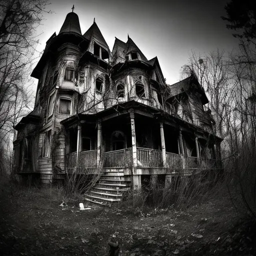 Prompt: When John was in his twenties, he decided to go on an unusual adventure. He decided to go to an abandoned and allegedly haunted house deep in the woods. There have been many rumors about this house, it is said that it is haunted by the spirits of the dead and that strange noises are heard at night.

While John was preparing for the adventure, his friends decided to accompany him. They arrived at the house and entered it carefully, and began to explore the deserted rooms and dark hallways. It was cold and the night wind rustled the leaves outside the windows.

They started hearing strange noises echoing through the house, and the lights kept flickering mysteriously. In a moment of terrifying silence, they began to feel the presence of something invisible following them in the darkness. They began to feel terror and fear creeping deep inside them.

Then, one night, John suddenly disappeared without a trace. They started searching for him in the house while the terrifying sounds became stronger. Finally, they found John lying on the ground and found that he had lost consciousness.

John was taken to hospital, but found no explanation for what happened to him in the abandoned house. Since then, John has not been the same, and he has recurring terrifying nightmares about that night.

This story shows how daring adventures can turn into terrifying nightmares, and how supernatural events can permanently affect people's lives. If you want to turn this story into a video, you can add scary visual and sound effects to increase the tension and excitement.