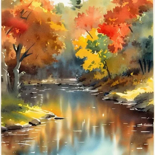 Prompt: a vintage fall water color painting