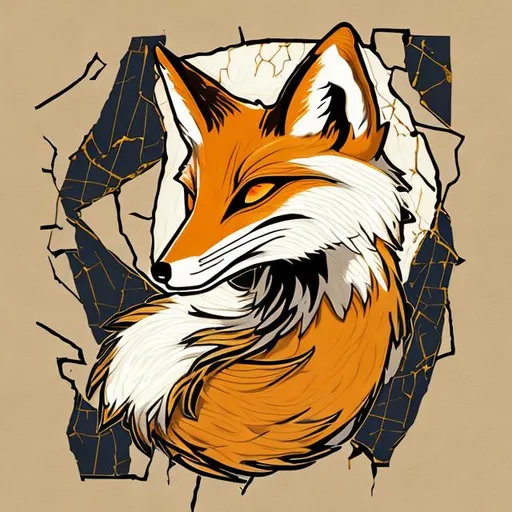 Prompt: kintsugi fox arts