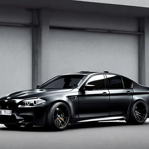 Prompt: Create mi bmw m5 with all black color