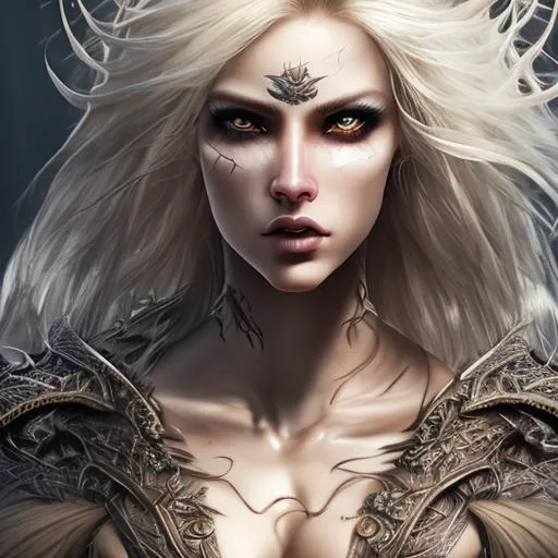 Prompt: Guardian character from Black Desert style, muscular, blonde hair, yellow eyes, intricately detailed, dramatic lighting, soft shading, beautiful highly detailed face,concept dark fantasy, gothic, illustration, character design high octane, octane render, art by luis royo, DSLR super resolution, dramatic lighting