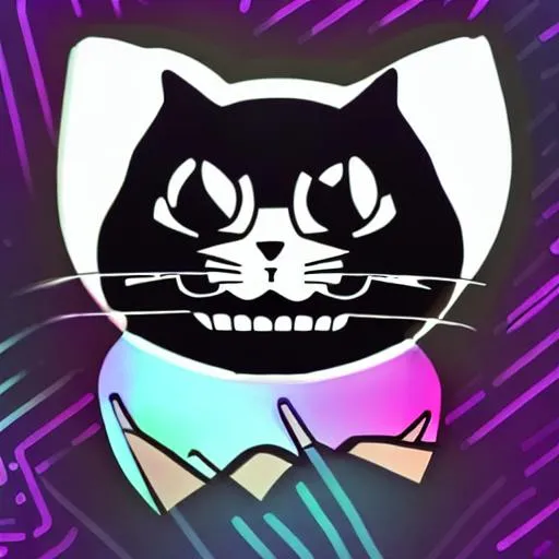 Prompt: github sponsor logo with anime cat character with brightness face and hope theme horror and darkness scenery