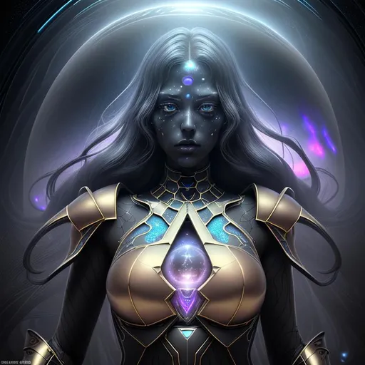 Prompt: splash art, hyper detailed, hyper realistic, highly detailed, dark, surreal heavy mist, floating at the edge of the Universe, in an alien observatory spaceship, 

create a 70% transparent computer generated hologram of an exquisite, beautiful, totally ultra realistic young adult Time lord Princess, in an offensive stance, wearing Obsidian and Gold armor,

Gorgeous detailed facial features, long legs, vibrant sumptuous, perfect body, ultra pale, visible midriff, ((perfect curly red hair)), magically created armor, heavy iron collar, 

Perfect studio lighting, perfect shading. HDR, UHD, high res, 64k, cinematic lighting, special effects, hd octane render, professional photograph, trending on artstation, .