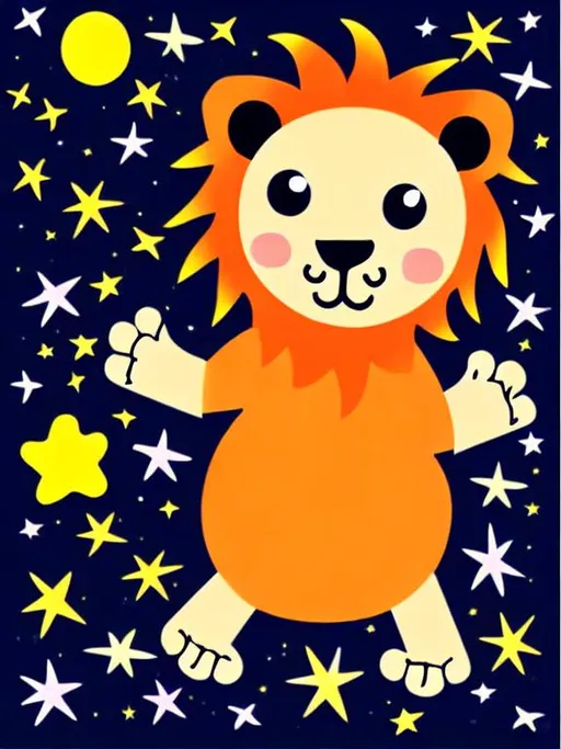Prompt: happy, space, stars, baby lion